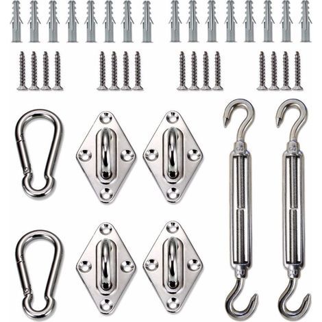 8pcs voile d'ombrage accessoires en acier inoxydable 6mm panier de fleurs/boucle de porte/combinaison de boutons-pression-Ensoleillé (1/3)