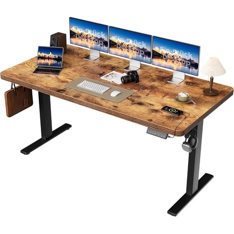 Schreibtisch höhenverstellbar 160x80cm 2 Motoren Braun 160 x 80 cm Pro (1/5)