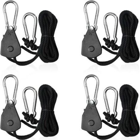 ALLIANDIS4pcs Adjustable Ratchet Rope Straps 1/8 Hook Tensioner Shade Sail Ratchet Ropes for Lights or Plants (1/4)