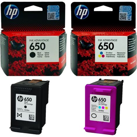 Set di cartucce d'inchiostro nero HP 650 CZ101AE + CZ102AE originali HP DeskJet (1/5)