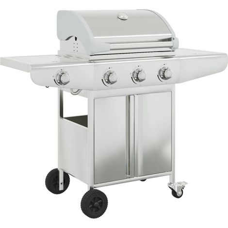 Gasgrill mit 4 Flammen Silbern Edelstahl vidaXL (1/5)