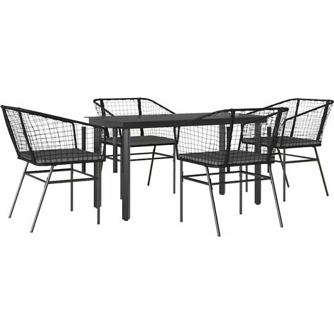 Maison Exclusive - 5-tlg. Garten-Essgruppe mit Kissen Schwarz Pol