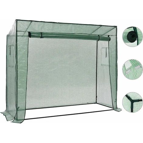 Serre à passage avec porte zippée et fenêtre ventilée 200 x 80 x 173 cm en acier vert (1/5)