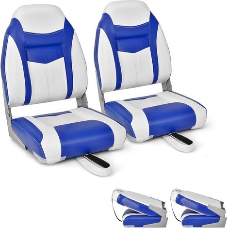 Goplus – Siège de bateau pliable 44,5x51x61cm – Dossier haut 40cm – Coussin rembourré – Capacité 115kg – Aluminium et PVC imperméable (1/5)