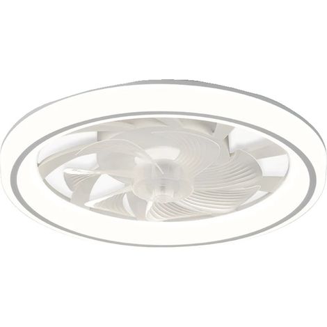 Ventilateur de plafond avec lumière, télécommande, design moderne, Blanc (1/2)