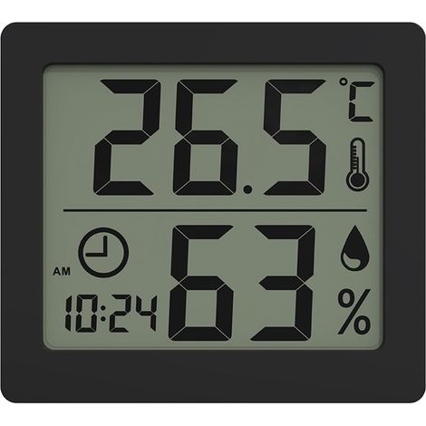 Thermo-hygromètre précis pour la gestion des animaux et la décoration des chambres d'enfants, noir (1/4)