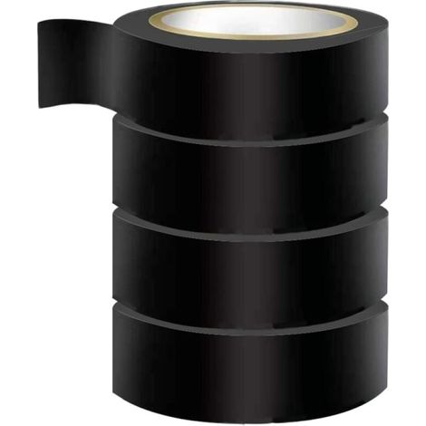 Ruban isolant électrique en PVC ignifugé et imperméable, résistant aux hautes températures, pour la réparation de fils et câbles automobiles, 25 mm x 20 m, lot de 4, noir (1/4)