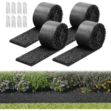 VEVOR Rouleau de Paillis en Caoutchouc 305x11,5 cm Tapis Paillis Caoutchouc 4 PCS pour Amenagement Paysager Allee Bordure Jardin Plantes Legumes Fleurs, Decoupable Aspect Naturel Anti Mauvaises Herbes (1/5)