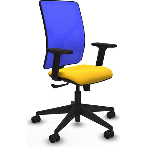 Silla de oficina piqueras y crespo moderna azul similpiel amarillo (1/2)