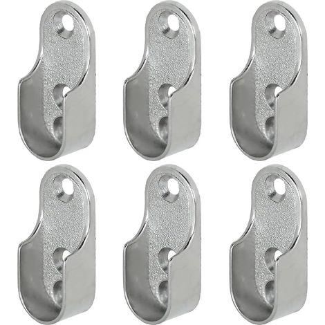 10 Stück Kleiderstangenhalterungen aus Metall für ovale Stangen – ovale Kleiderstangenhalterung – Wandmontage (vernickelter Stahl)
