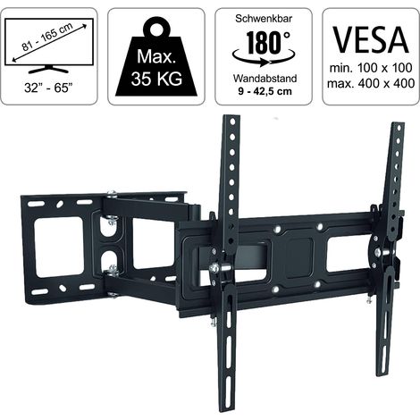 FlashStar TV Wandhalterung FULLMOTION bis 65" Schwarz (1/5)