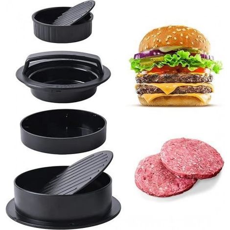 Presse à Burger - - 3 en 1 - Antiadhésif - Plastique ABS - Noir (1/5)