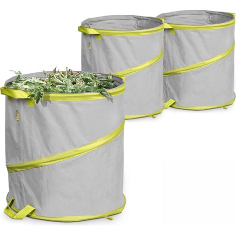 Lot de 3 sacs à déchets de jardin 85l polyester gris