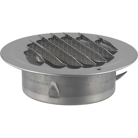 Grille d'aération ronde en acier inoxydable, grille de ventilation murale avec évacuation d'air, grille de ventilation avec moustiquaire pour mouches (100 mm) (1/5)
