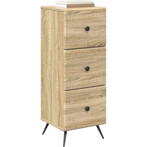 Commode 3 Tiroirs Style Sonoma Chêne, Meuble de Rangement Vertical 33 x 34,5 x 90 cm, Armoire de Bureau ou Chambre (1/5)