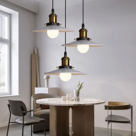 Lustre Suspension Industrielle Salon Blanc Lampe Luminaire Vintage Style Edison pour Salon Chambre (1/4)