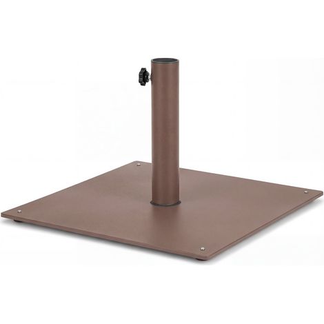 Base per ombrellone da esterno, supporto quadrato in metallo da 50 cm, marrone