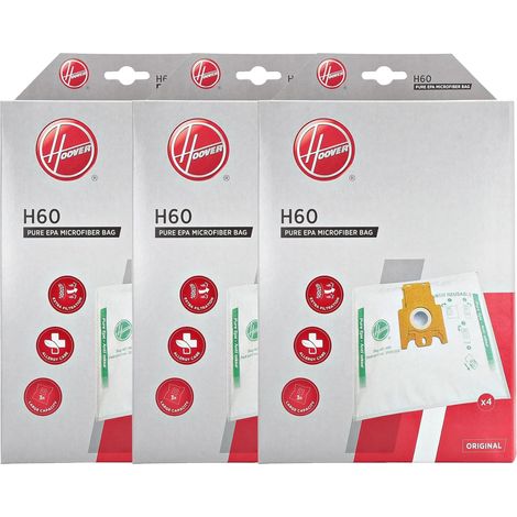 Lot de 3 paquets de 4 sacs H60 microfibres pour aspirateurs Hoover - 35602584 (1/2)