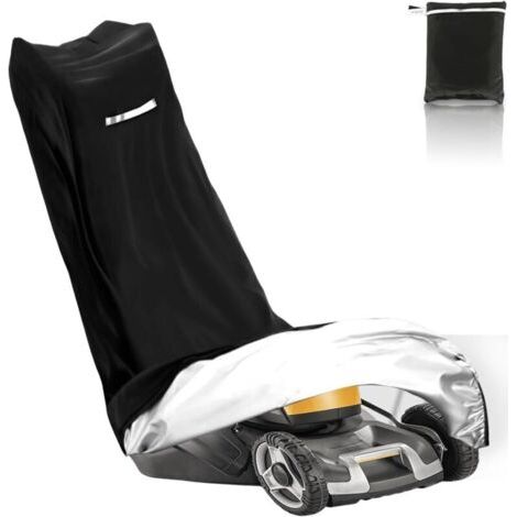 Housse de protection imperméable pour tondeuse à gazon en tissu Oxford 210D avec cordon de serrage et sac de rangement pour tracteur à gazon (195 x 108 x 66 cm)