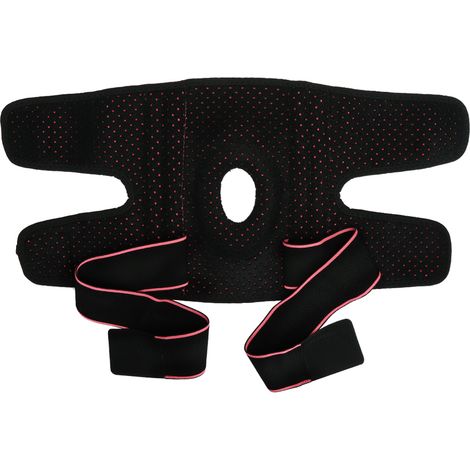 Genouillère 1 pièce avec stabilisateurs latéraux, soutien respirant pour le sport, noir et rose. (1/5)