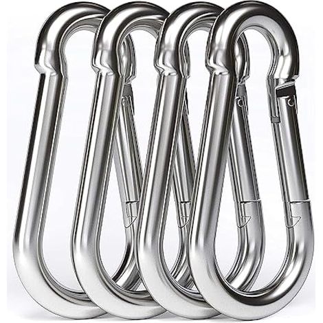 4PCS - M10 Mousqueton en Acier Inoxydable 304 - Grand Mousqueton INOX 100mm de Fixation Capacité de Charge de 750 kg, Crochet Mousqueton Hamc Balancoire - 100mm x φ10 mm (1/5)
