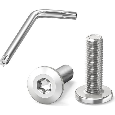 Vis en acier inoxydable M5x16mm à tête plate, vis Torx en acier inoxydable A2 V2A, vis de machine à filetage complet, 20 pièces, vis filetées avec clé Torx (1/5)