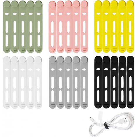 Organisateur de Cable Range Bureau Enrouleur Câbles Réutilisable élastiques 30 (1/5)