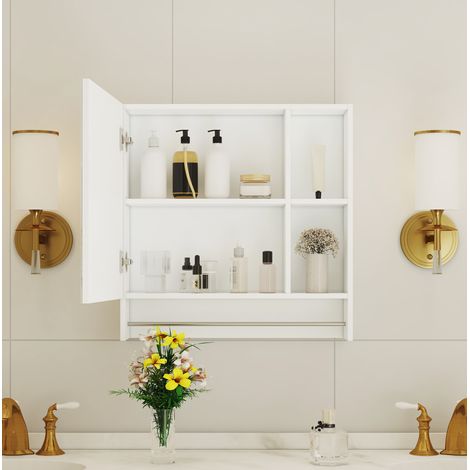 Mueble espejo de baño suspendido blanco en MDF 56 x 13 x 55 cm MODENUIT (1/5)