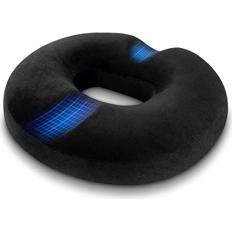 Coussin Orthopédique pour Hémorroïdes Memory Foam pour Le soulagement des hémorroïdes et Coussin Coccyx Pain Post Natal pour Fauteuil Roulant Siège de Voiture Bureau extérieur, Noir