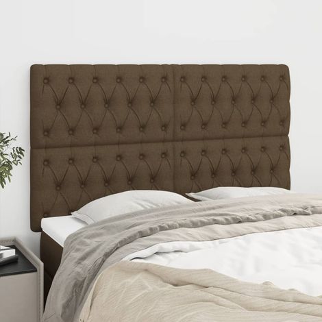 Tête de lit marron foncé 160 x 7 x 118/128 cm en tissu (1/5)
