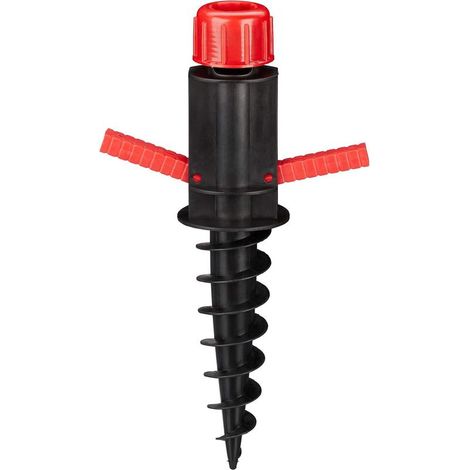 Black base, umbrella stand, screw mount, ground socket, diameters 19-32 mm, camping, beach, red (1/4)