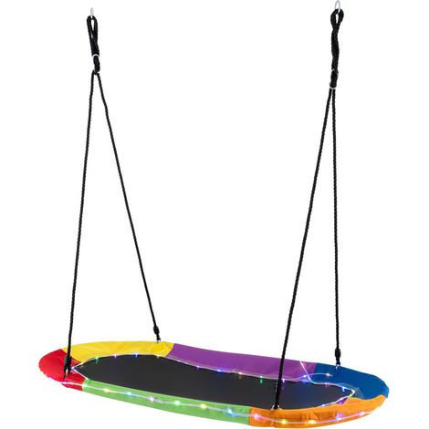 COSTWAY 150 cm Saucer Swing w/ LED Lights 300 kg Platform Tree Swing (1/5)