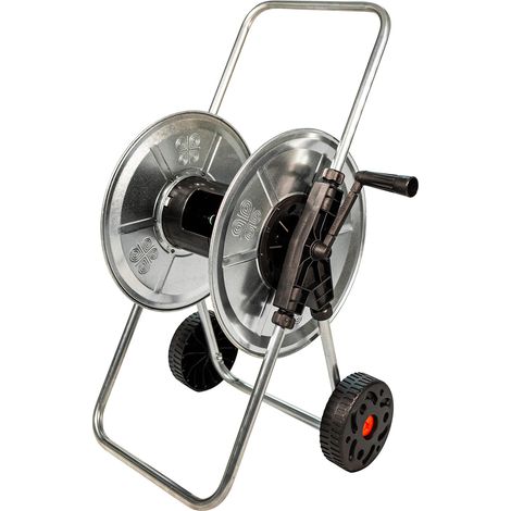 Carrello Avvolgitubo Manuale con Ruote 50 mt Tubo Ø1/2” in Acciaio Zincato Grigio Agrati (1/2)