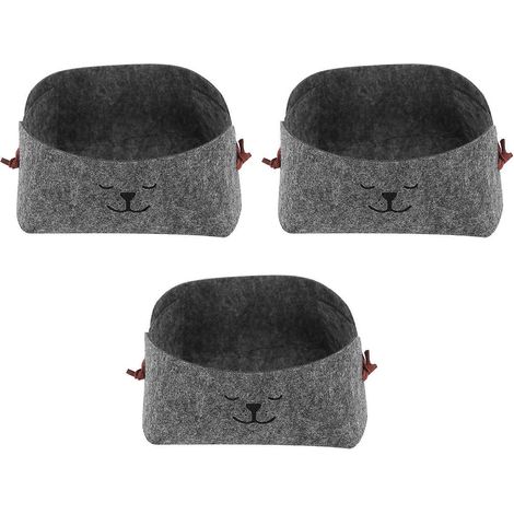 Ensemble de 3 paniers de rangement en feutre, boîte de rangement de bureau pliable pour pièces de monnaie, clés, snacks et accessoires TV. (1/5)