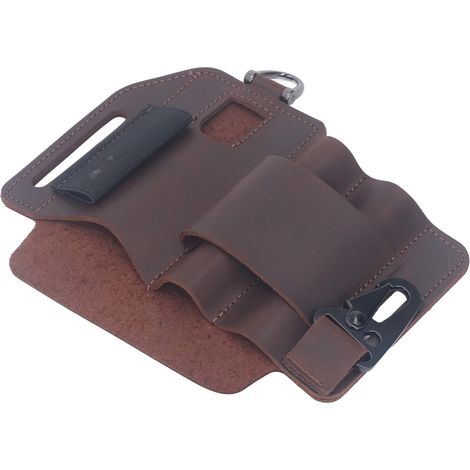 Étui ceinture en cuir multifonction pour outils EDC, organisateur professionnel quotidien - Cadeau idéal pour homme marron