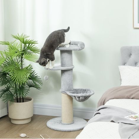 Arbre a chat griffoir sisal 48x48x103,5 cm gris HAVRYA (1/3)