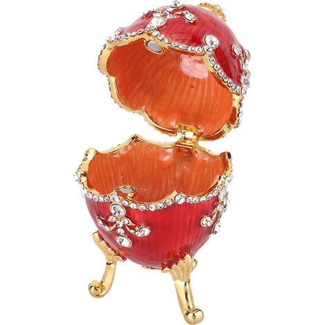 Œuf de Pâques en métal avec diamant scintillant, objet de décoration, boîte à bijoux, cadeau (1/2)
