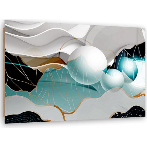 Quadro deco panel, Astrazione turchese con palline 3D - 90x60 (1/5)