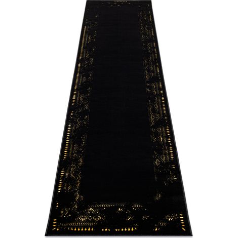 Modern GLOSS Carpet, Runner 408C 86 Frame stylish, glamour, art deco black / gold black 80x250 cm