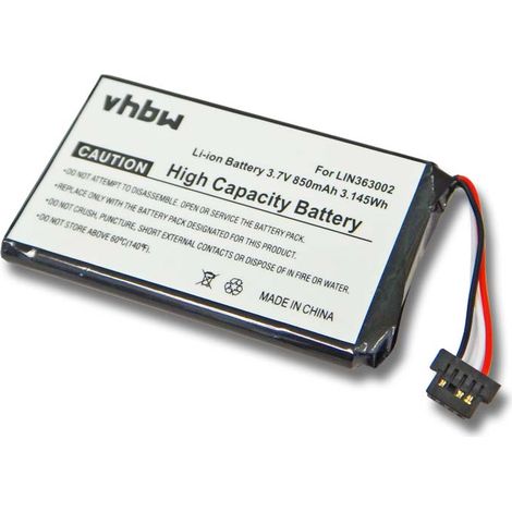 vhbw 1x Battery compatible with Navigon 1410, 1400 GPS Navigation System Sat Nav (850mAh, 3.7 V, Li-Ion) - Replacement for LIN363002