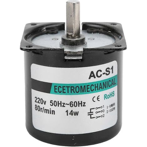 Permanentmagnet-Mikrogetriebemotor-Drehzahlminderer 14W 80rpm AC220V, DIY-Zubehör für Generatoren und Elektromotoren. (1/5)