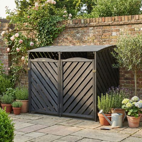Cache-poubelles Double Bois FSC Noir 149x92x122cm Arbour