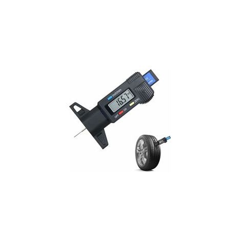 Jauge de profondeur de pneu (noir), jauge de profondeur de bande de roulement numérique, jauge de bande de roulement avec écran LCD, 0-25 mm (1/5)