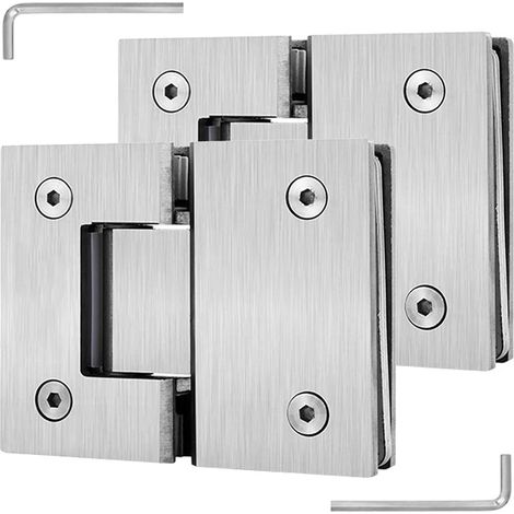 Lot de 2 charnières porte en verre acier inoxydable 304, finition (1/5)