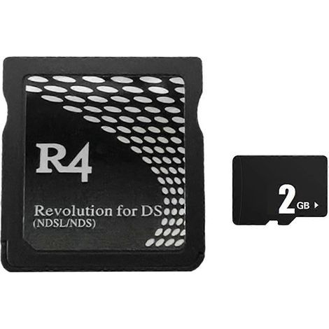 Carte de jeu R4 + carte mémoire 2 Go pour NDS. compatible avec les systèmes de gravure Wood/YS Dual Core.