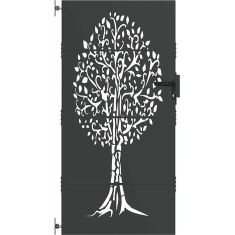 Maison Exclusive - Gartentor Schwarz 85 x 175 cm Pulverbeschichte