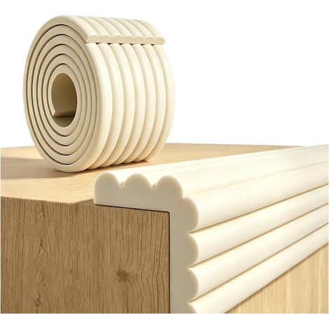 Protector de esquinas para mesa infantil de 2 m x 8 cm, de espuma  Protector de bordes autoadhesivo en forma de W para muebles, ideal para habitaciones infantiles, cocinas, oficinas y mesas de centro. (1/5)