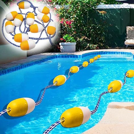 Ligne de séparation flottante générique pour piscine, corde de sécurité flottante avec crochets, échelle de piscine, ligne de séparation flottante, PVC de 3 à 165 pieds (4,57 m), barrière de sécurité (1/5)