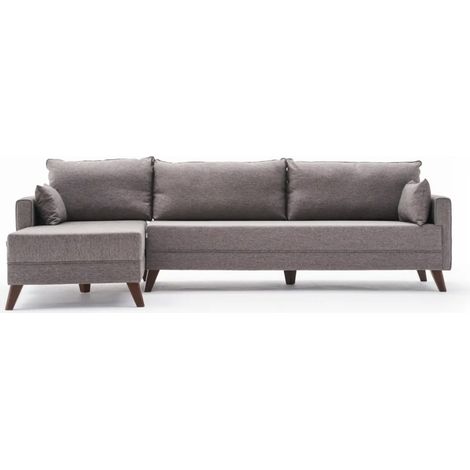Canapé d'angle gauche 5 places tissu marron clair Kandy 275cm (1/5)