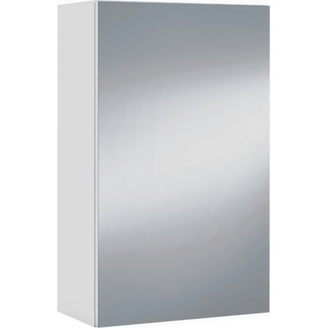 Pensile Bagno Con Anta A Specchio E Ripiani Interni Mobile Sospeso Salvaspazio In Melaminico Arredo Bagno Moderno Minimal Elegante 65 x 40 x 21 Cm Colore Bianco